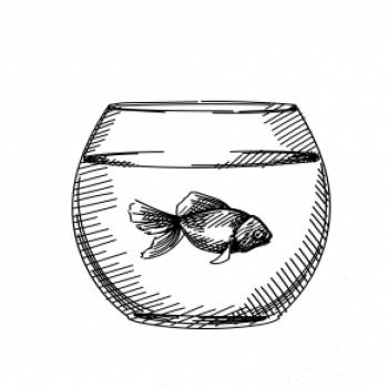 Tužkou kreslená rybička v akváriu