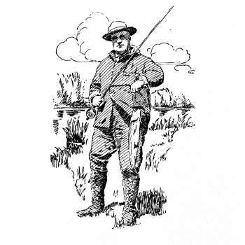 Kreslený rybář s úlovkem