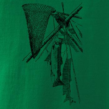 Kreslený podběrák a chycená ryba