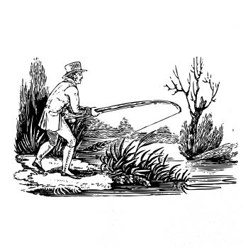 Kreslený rybář nahazující