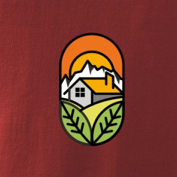 Chalupa při západu slunce