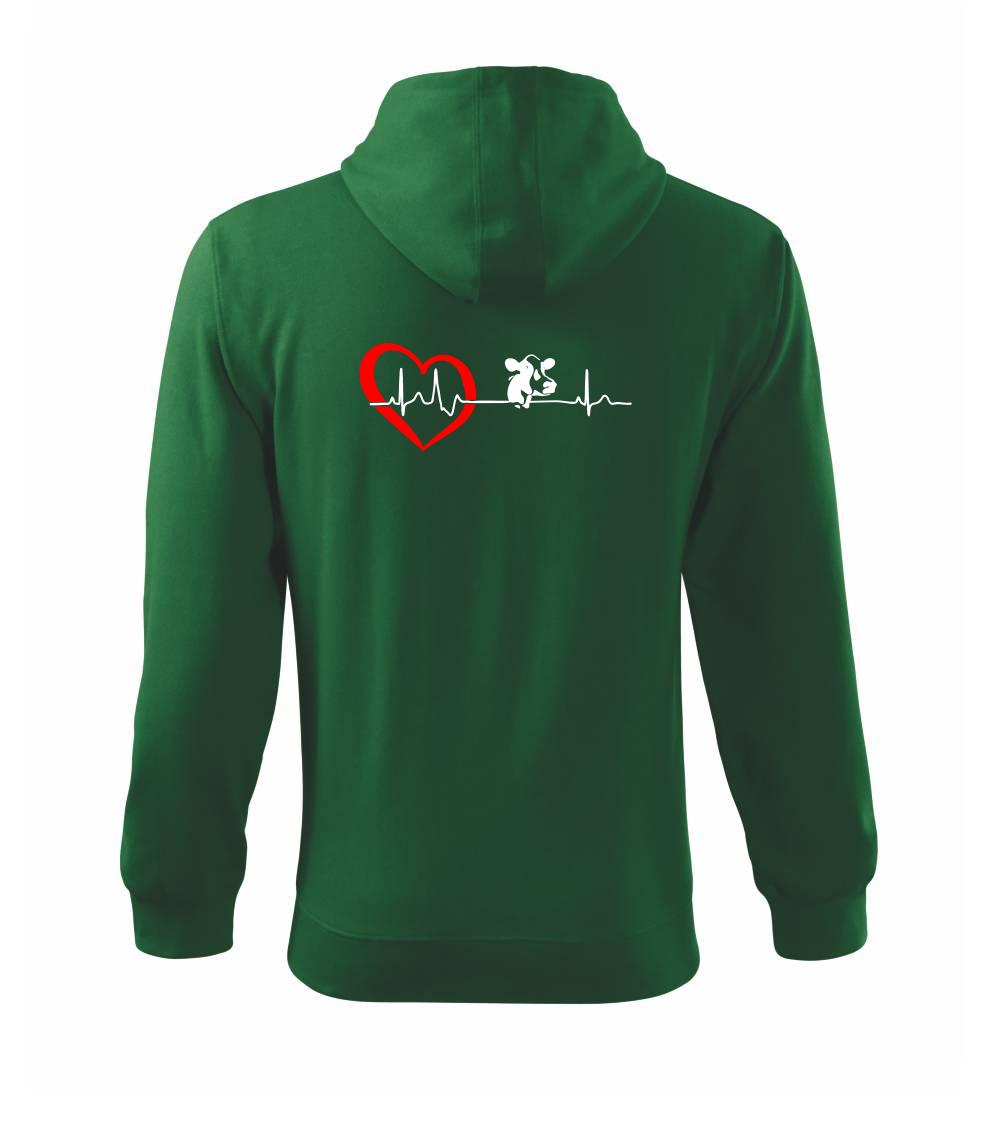 Kráva EKG - Mikina s kapucí na zip trendy zipper