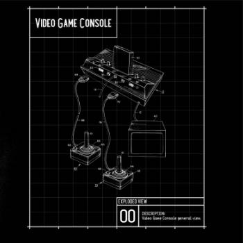 Nákres video game console s joystickem