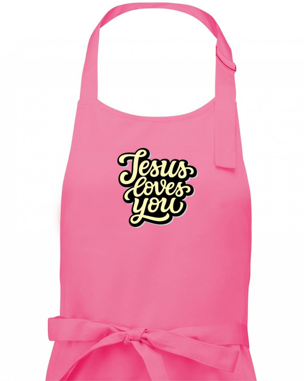 Jesus loves you - psací písmo - Zástěra na vaření