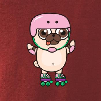 Mops a kolečkové brusle