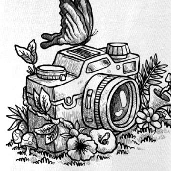 Foťák kreslený motýl