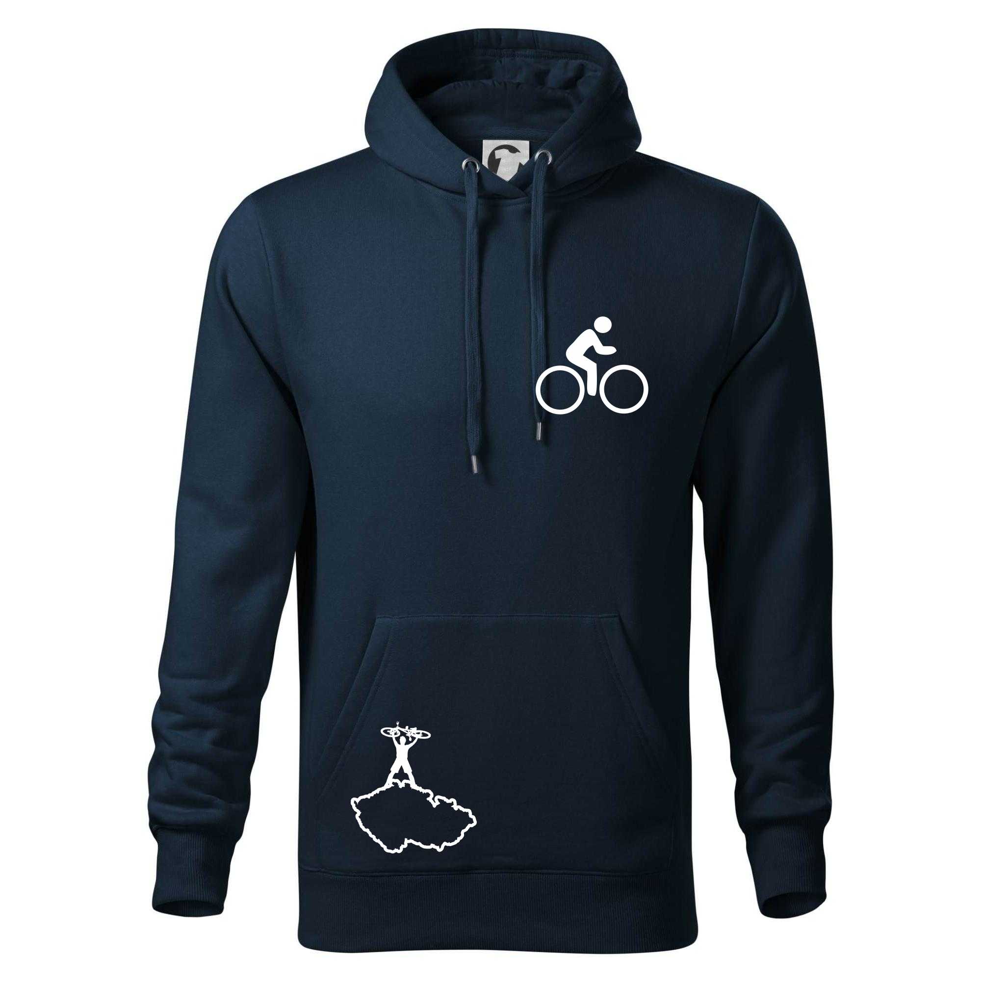 Mapa ČR + kolo na prsu - Mikina pánská Cape s kapucí - 4XL ( Námořní modrá (velmi tmavá - téměř černá) )