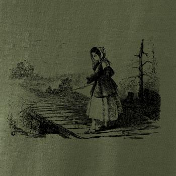 Kreslená dívka na rybách