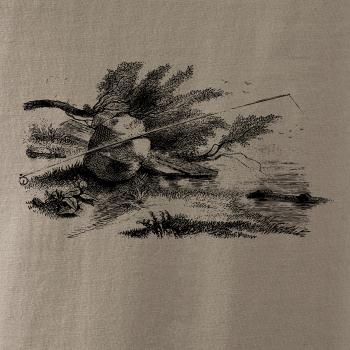 Kreslený prut opřený o kámen