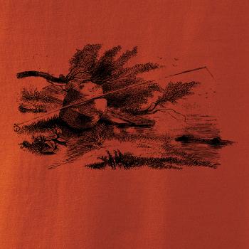 Kreslený prut opřený o kámen