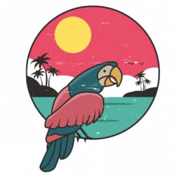 Papoušek v kruhu u moře