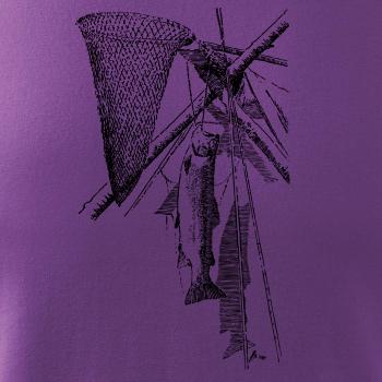 Kreslený podběrák a chycená ryba