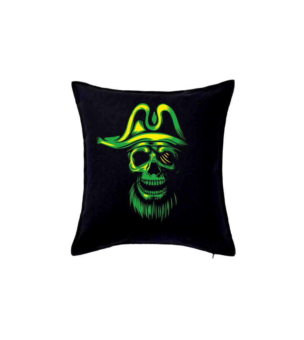 Green Pirate skull - Polštář 50x50