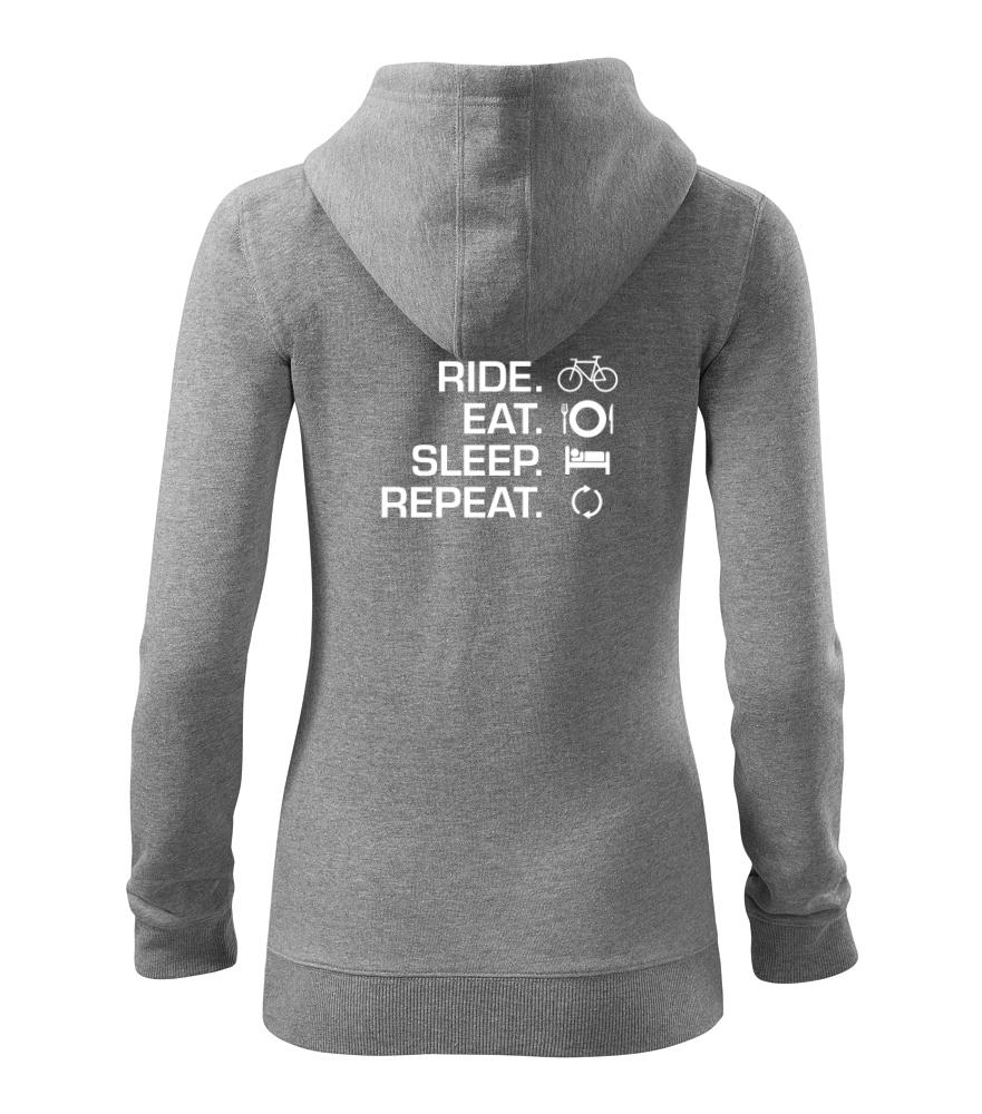 Ride Eat Sleep Repeat kolo - Dámská mikina trendy zipper s kapucí