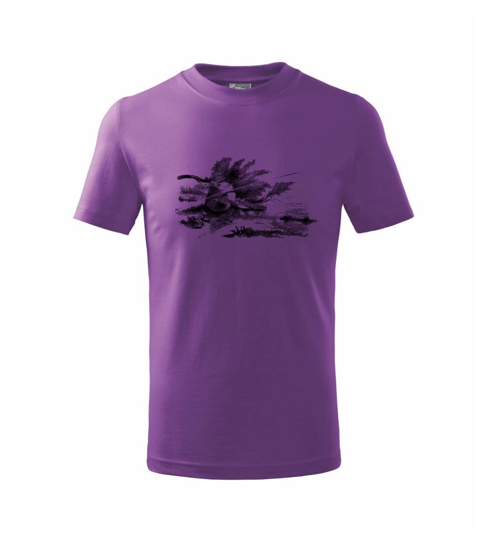 Kreslený prut opřený o kámen