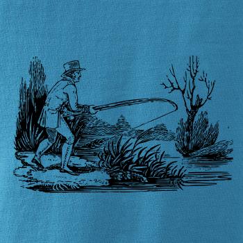 Kreslený rybář nahazující