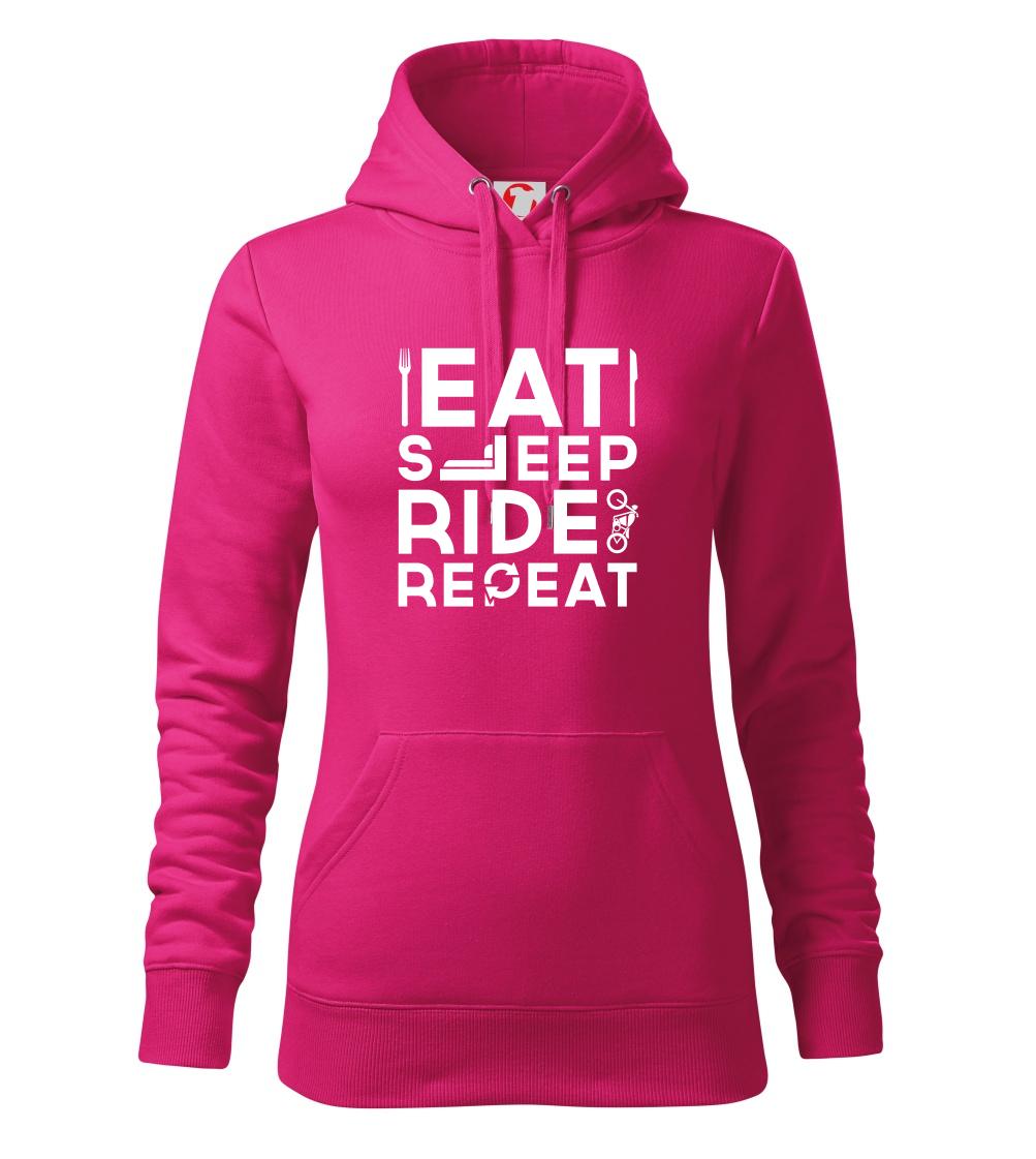 Eat sleep ride moto - Mikina dámská Cape s kapucí