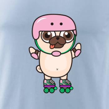 Mops a kolečkové brusle