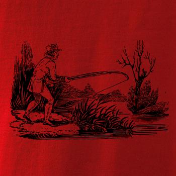 Kreslený rybář nahazující