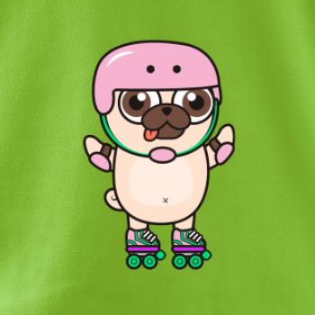 Mops a kolečkové brusle