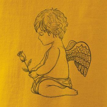 Andílek kresleny s růží