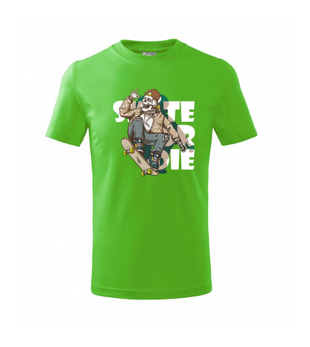 Skull riding skateboard