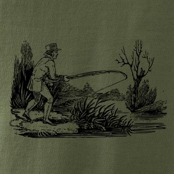 Kreslený rybář nahazující