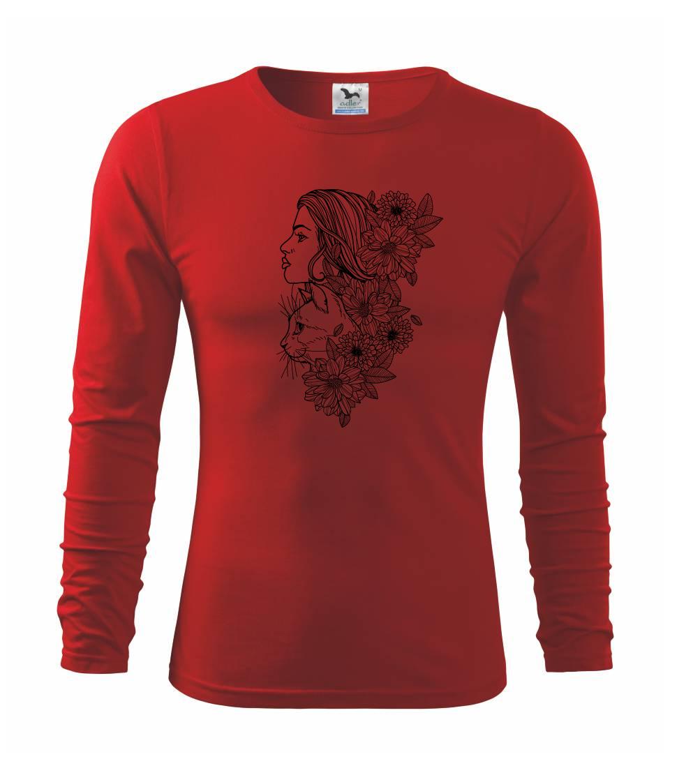 Žena a kočka - kreslená - Triko dětské Long Sleeve