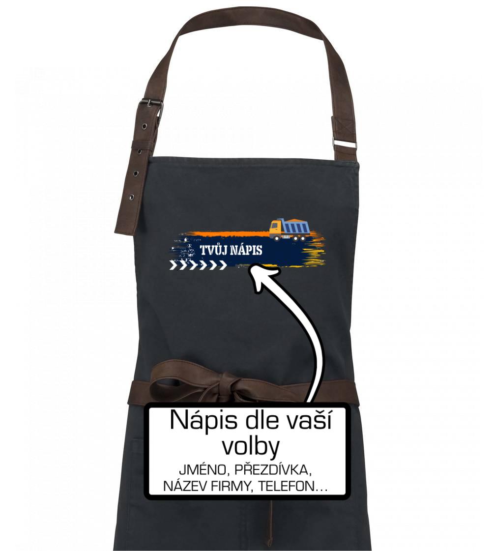Stavba - vlastní nápis - náklaďák - Zástěra Vintage