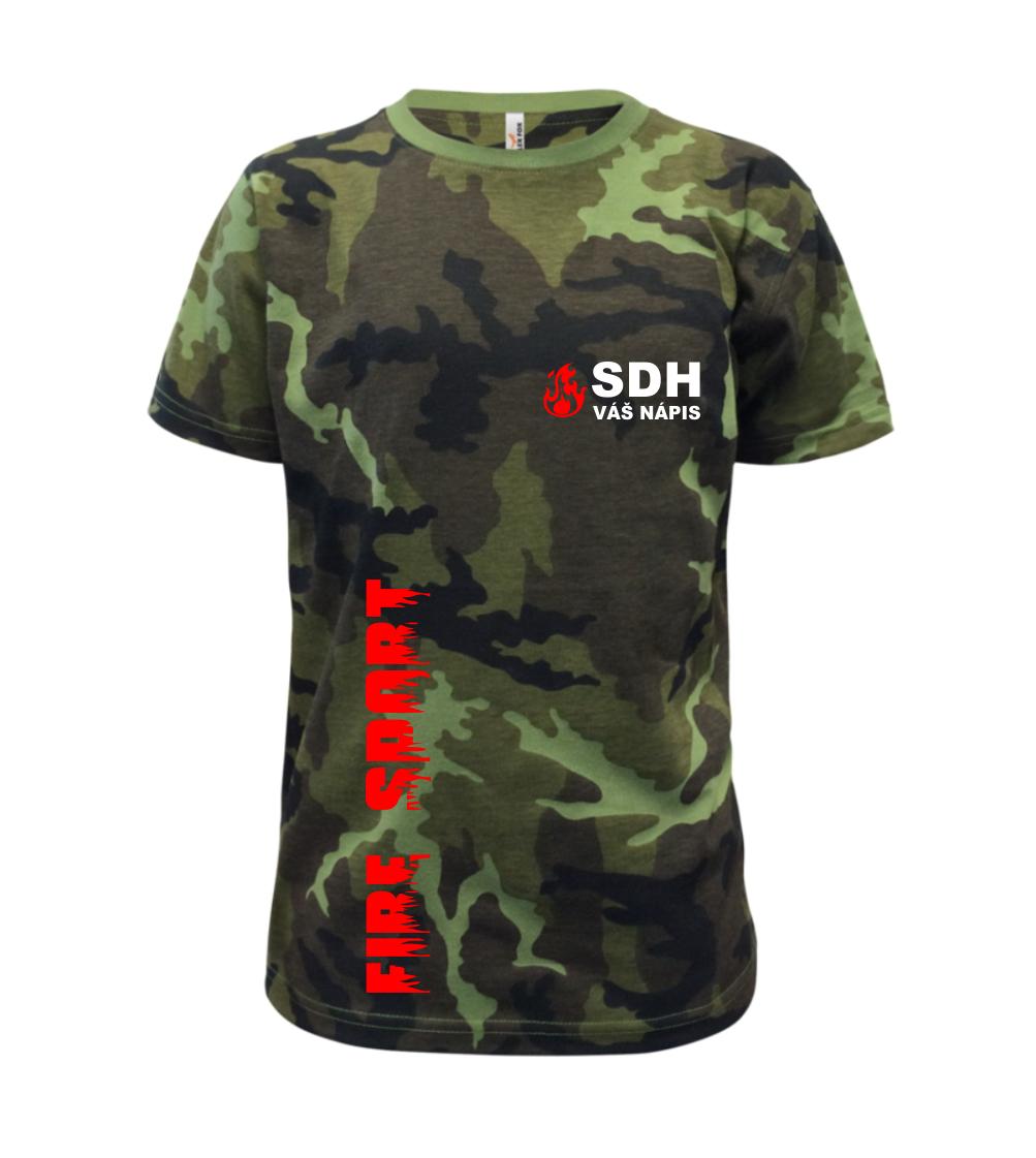 SDH nápis (oheň, firesport, název sboru - vlastní nápis) - Dětské maskáčové triko
