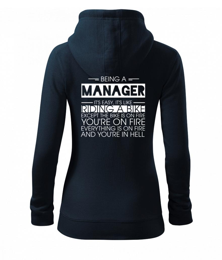 Being a manager - bike - Dámská mikina trendy zipper s kapucí