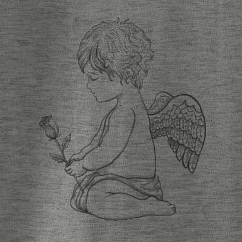 Andílek kresleny s růží