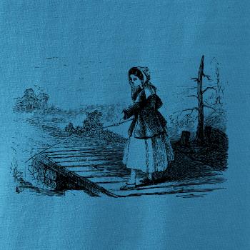 Kreslená dívka na rybách