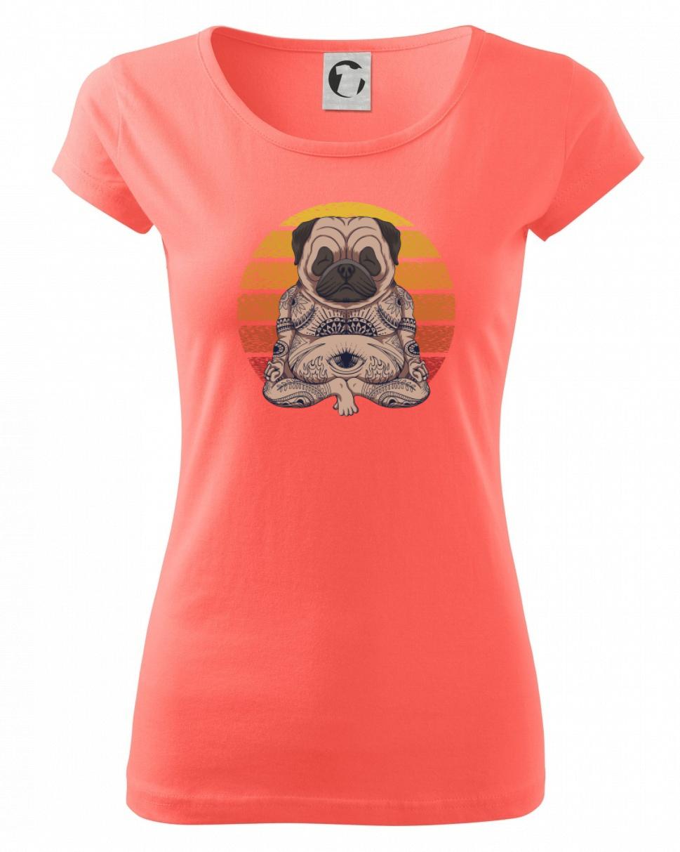 Yoga meditace - pug - Pure dámské triko