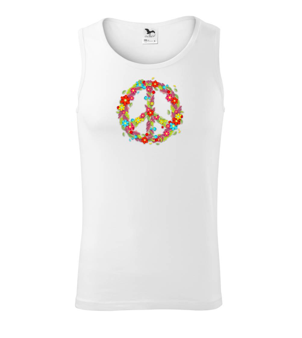 Peace symbol červené květiny - Tílko pánské Core