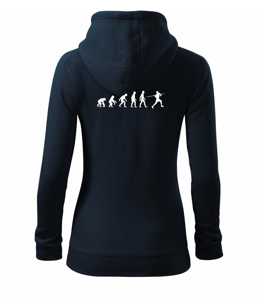 Evoluce hod oštěpem - Dámská mikina trendy zipper s kapucí