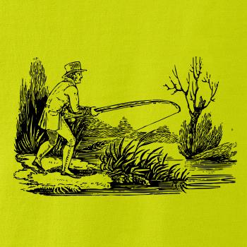 Kreslený rybář nahazující