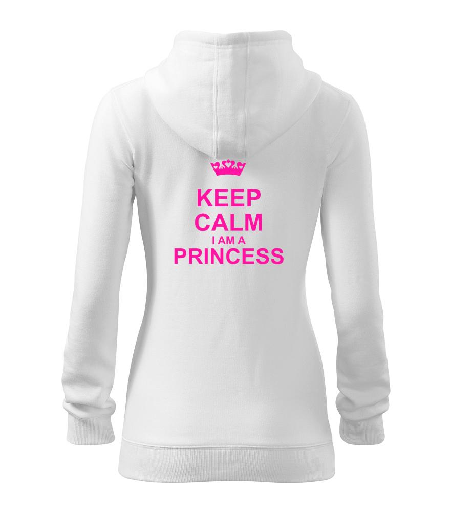 Keep calm i am a princess - Dámská mikina trendy zipper s kapucí