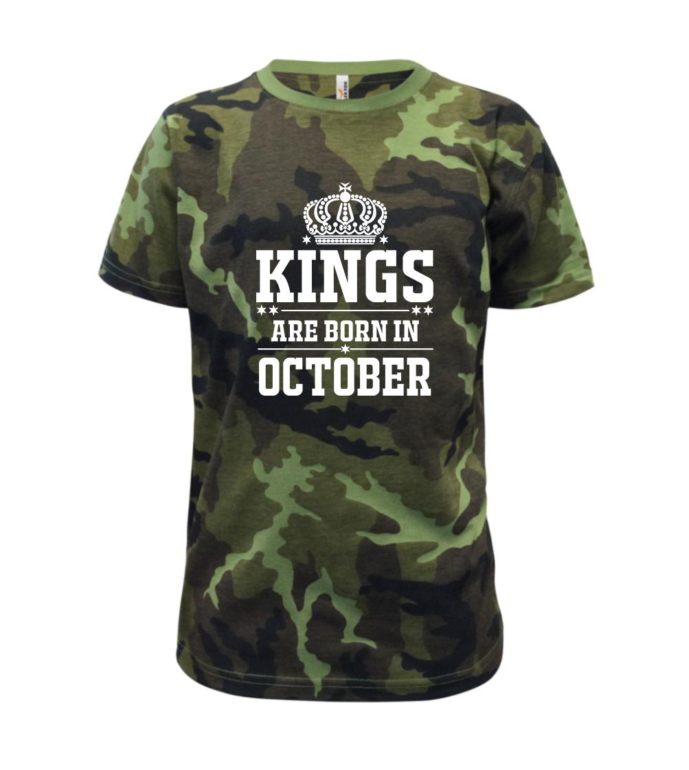 Kings are born in October - Dětské maskáčové triko