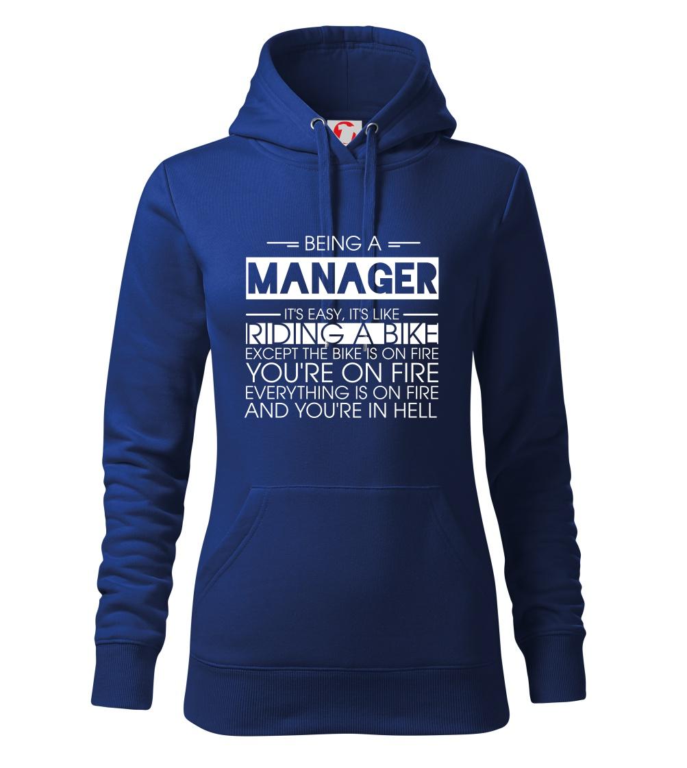 Being a manager - bike - Mikina dámská Cape s kapucí