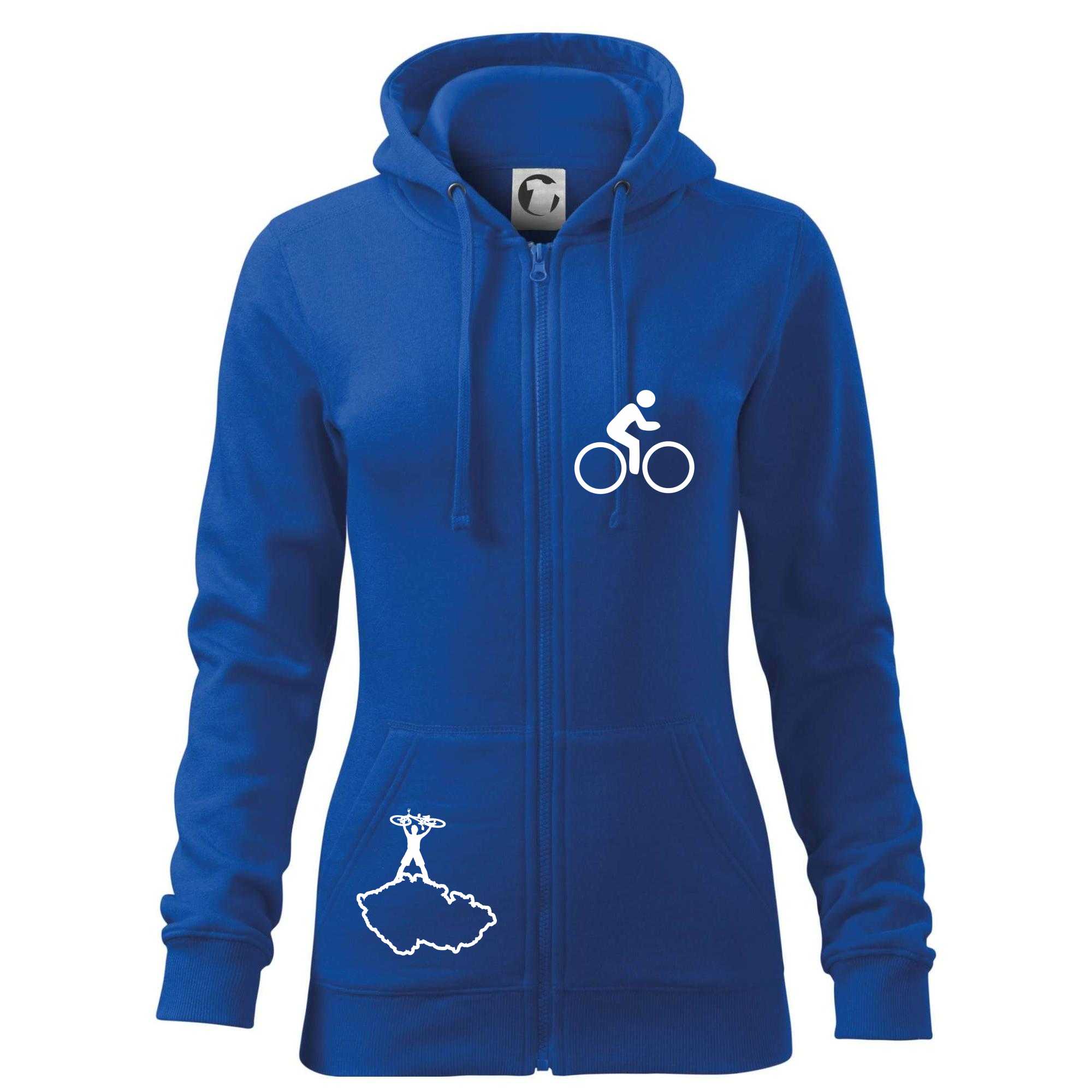 Mapa ČR + kolo na prsu - Dámská mikina trendy zipper s kapucí - XL ( Královská modrá )