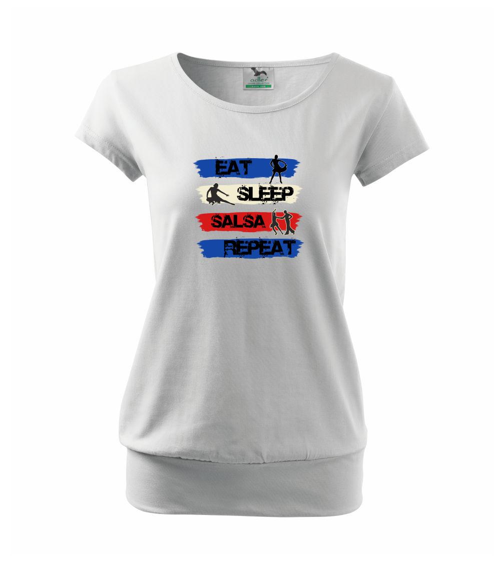 Eat sleep salsa repeat - Volné triko city