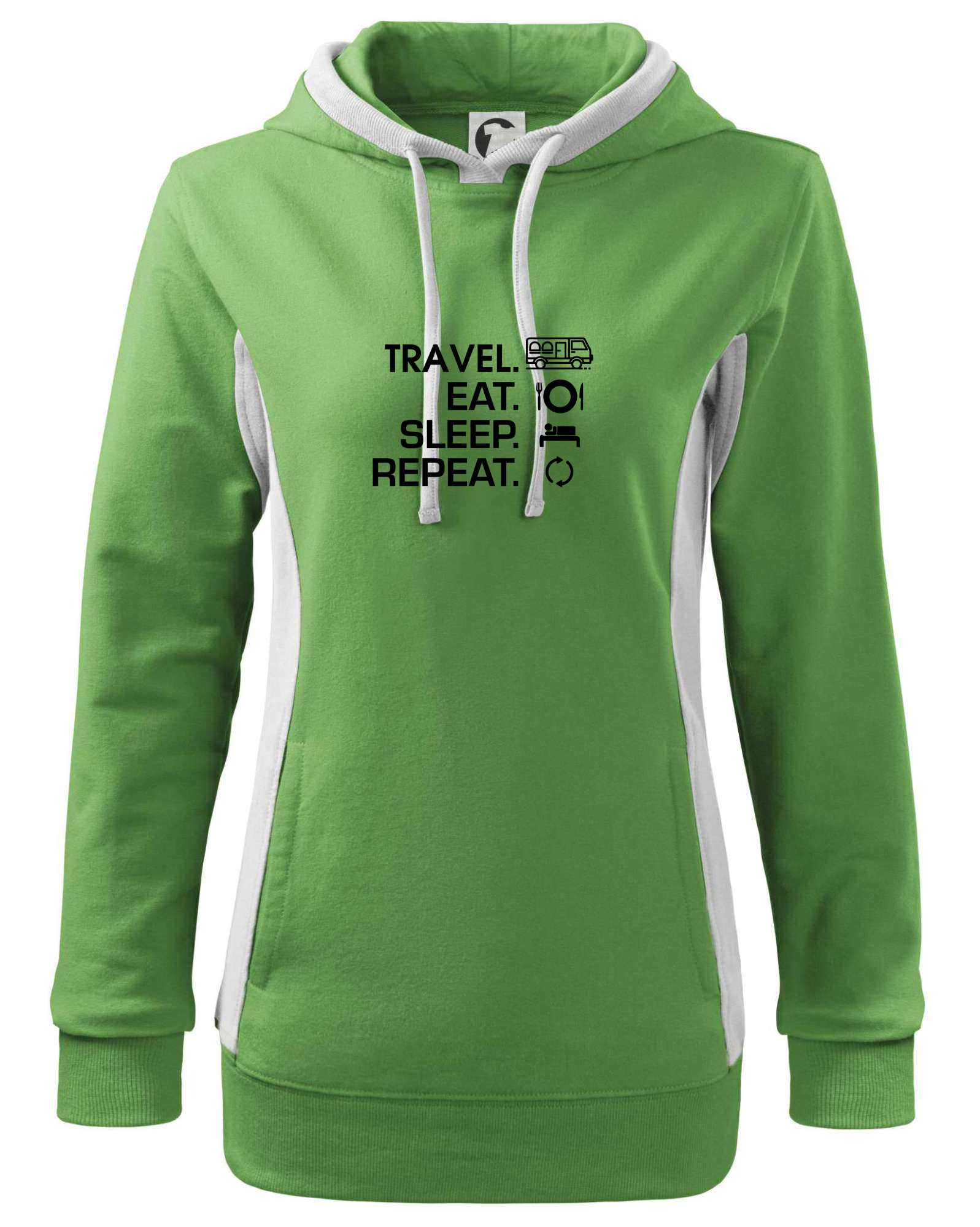 Eat sleep travel - Van - Mikina dámská Kangaroo s kapucí