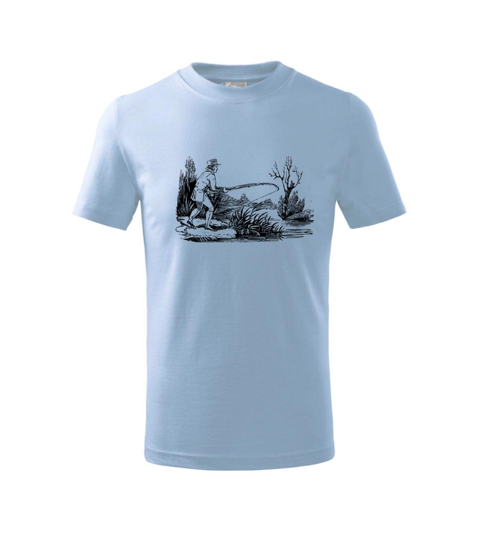 Kreslený rybář nahazující