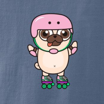 Mops a kolečkové brusle