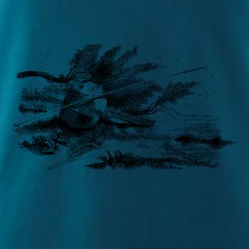 Kreslený prut opřený o kámen