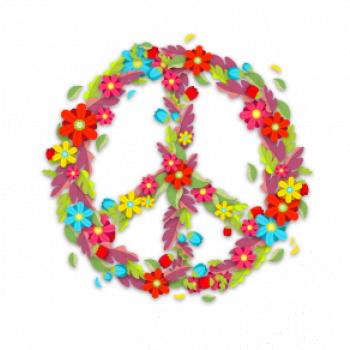 Peace symbol červené květiny Peace symbol červené květiny