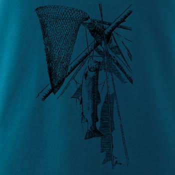 Kreslený podběrák a chycená ryba