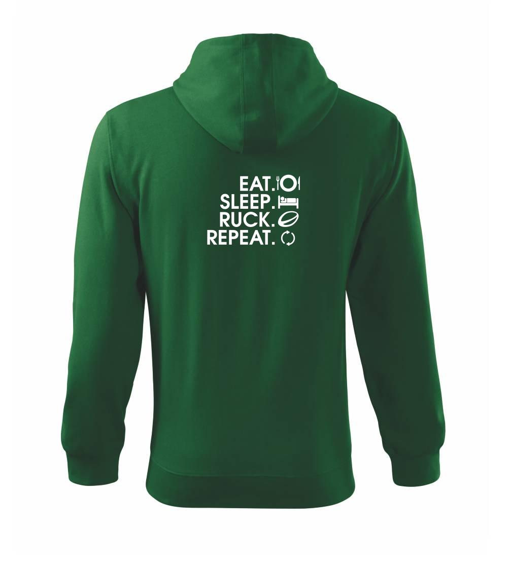 Eat sleep Rugby - Mikina s kapucí na zip trendy zipper
