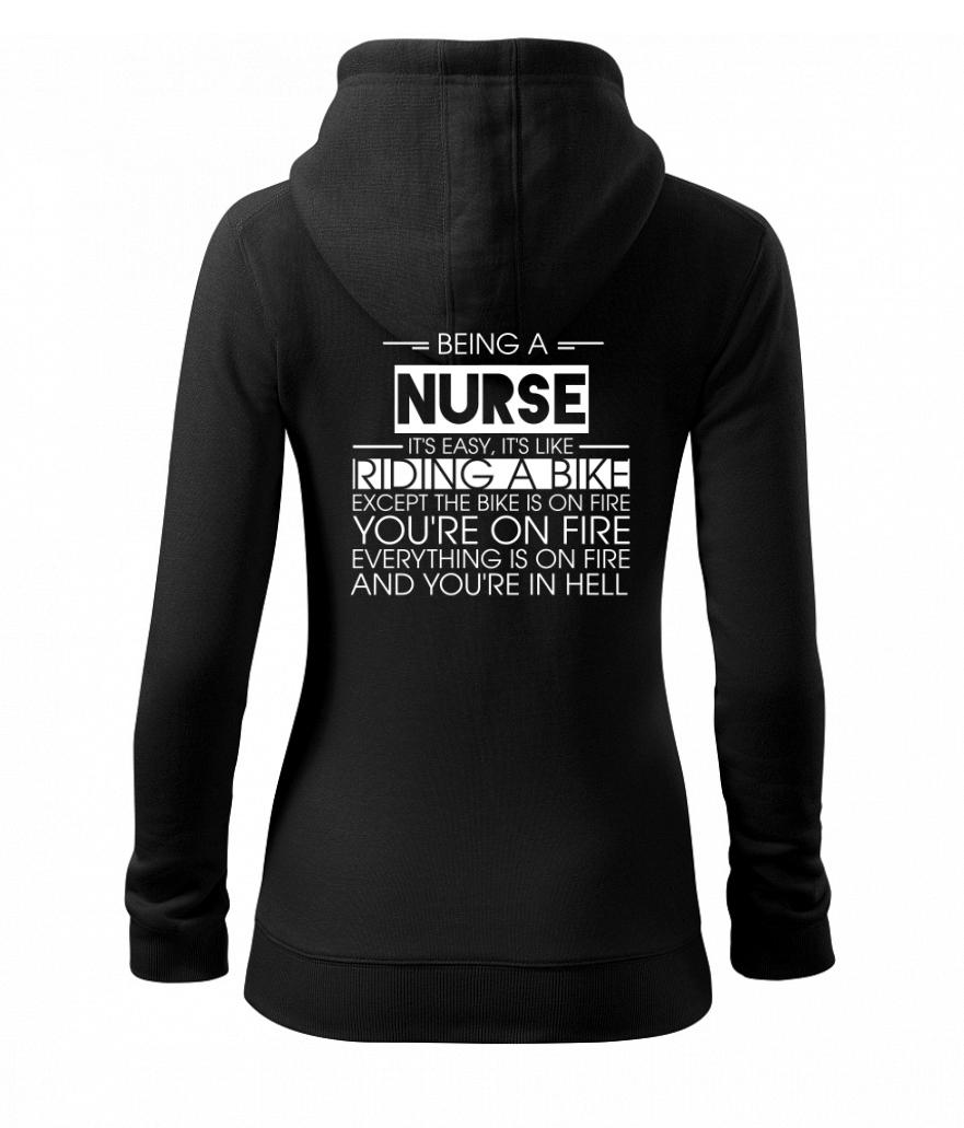 Being a nurse - bike - Dámská mikina trendy zipper s kapucí